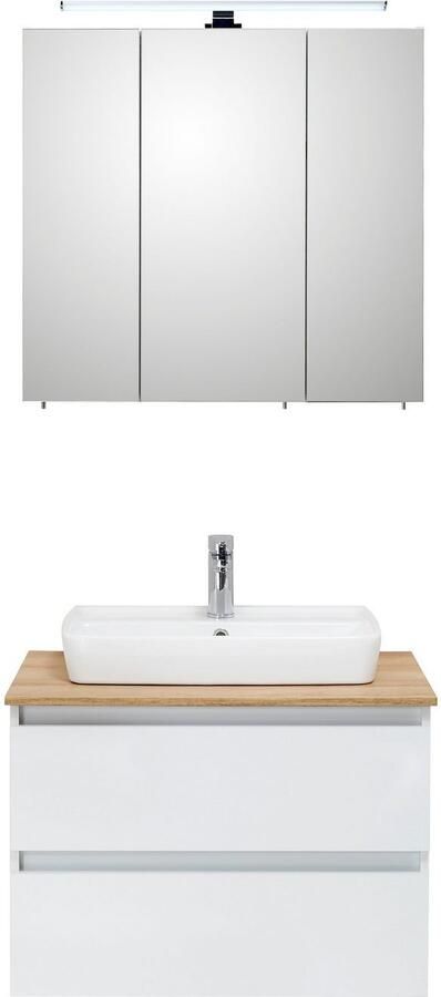 Saphir Badkamerserie Quickset 360 2-delig keramische opzetwasbak met LED-spiegelkast (2-delig) - Foto 6