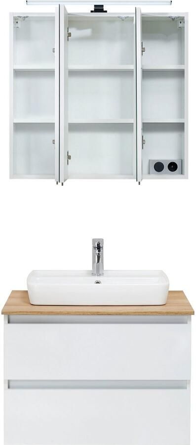 Saphir Badkamerserie Quickset 360 2-delig keramische opzetwasbak met LED-spiegelkast (2-delig) - Foto 7