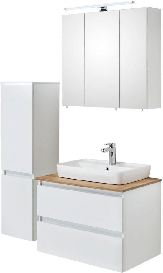 Saphir Badkamerserie Quickset 360 3-delig keramieken opzetwasbak met led-spiegelkast (5-delig) - Foto 14