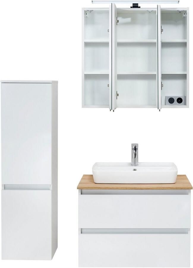 Saphir Badkamerserie Quickset 360 3-delig keramieken opzetwasbak met led-spiegelkast (5-delig) - Foto 9