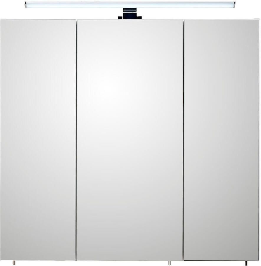 Saphir Badkamerserie Quickset 360 3-delig keramieken opzetwasbak met led-spiegelkast (5-delig)