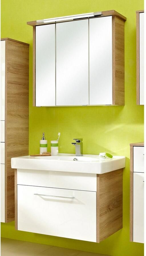 Saphir Badkamerserie Quickset 382 2-delig keramieken wastafelonderkast met led-spiegelkast (2-delig) - Foto 7