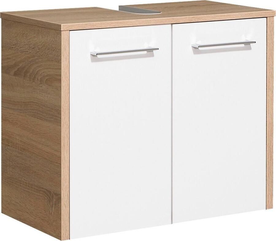 Saphir Badkamerserie Quickset 382 2-delig wastafelonderkast met led-spiegelkast 65 cm breed incl. deurdemper 4 deuren 2 legplanken badkamer set (2-delig) - Foto 3