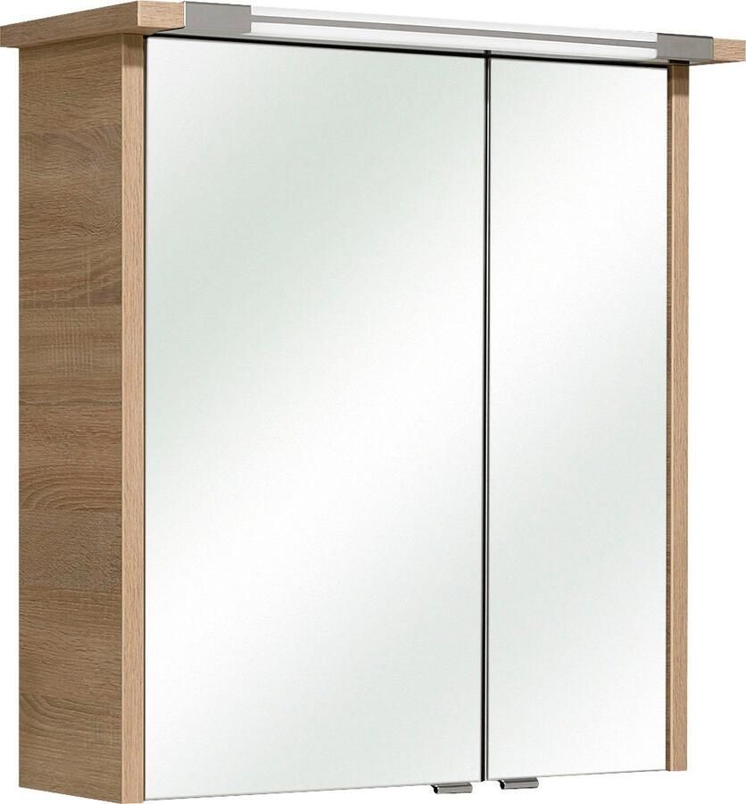 Saphir Badkamerserie Quickset 382 2-delig wastafelonderkast met led-spiegelkast 65 cm breed incl. deurdemper 4 deuren 2 legplanken badkamer set (2-delig) - Foto 2