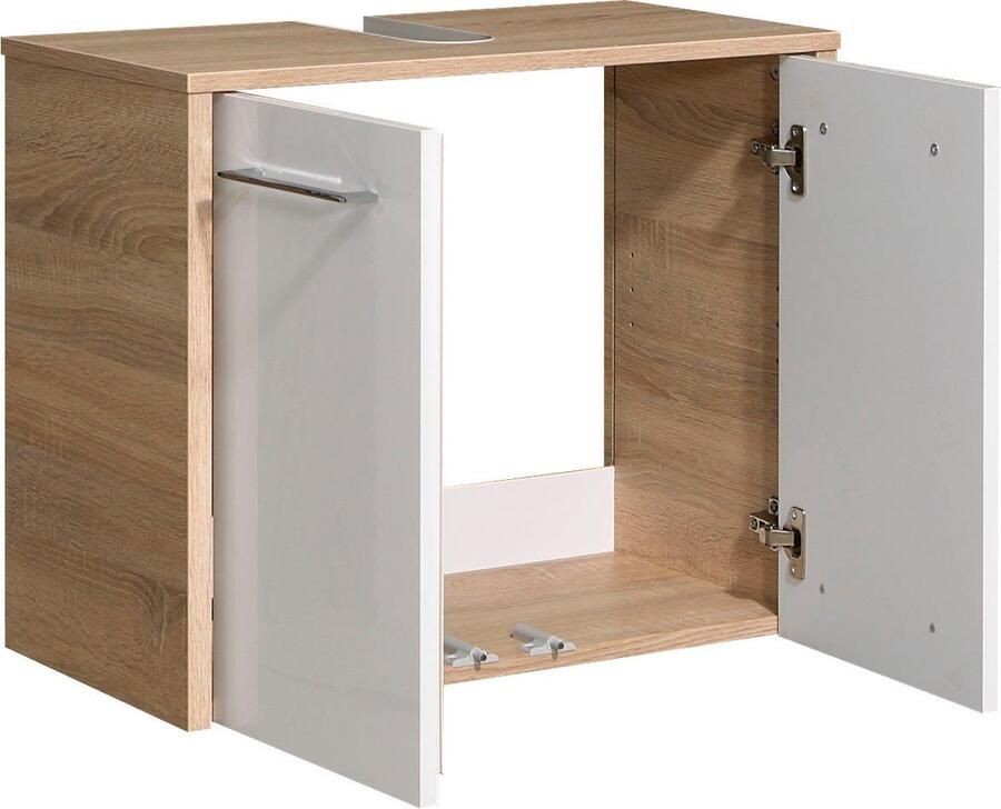 Saphir Badkamerserie Quickset 382 2-delig wastafelonderkast met led-spiegelkast 65 cm breed incl. deurdemper 4 deuren 2 legplanken badkamer set (2-delig) - Foto 4