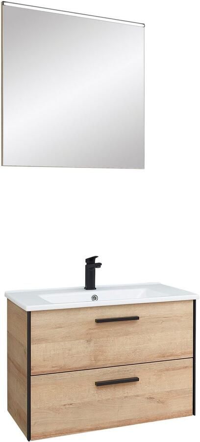 Saphir Badkamerserie Quickset 395 2-delig keramieken wastafelonderkast met led-spiegel 75 cm breed (2-delig) - Foto 8