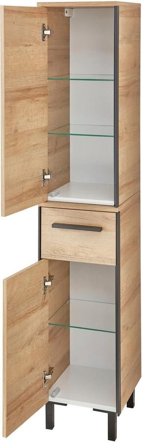 Saphir Badkamerserie Quickset 395 3-delig keramieken wastafel met led-spiegel Middel kast incl. deurdemper 2 deuren 3 lades badkamer set (5-delig) - Foto 10