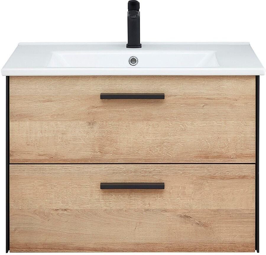 Saphir Badkamerserie Quickset 395 2-delig keramieken wastafelonderkast met led-spiegel 75 cm breed (2-delig) - Foto 2