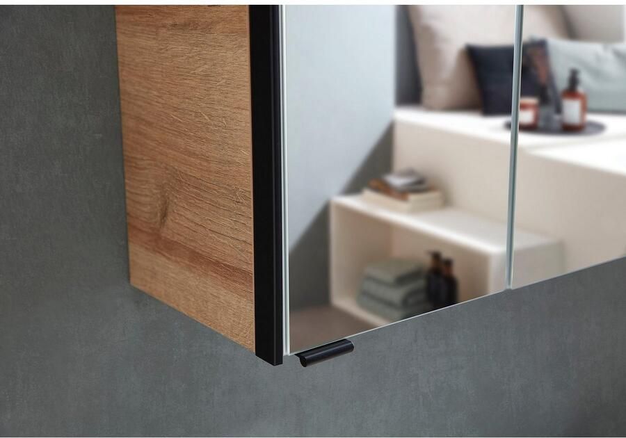 Saphir Badkamerserie Quickset 395 3-delig keramieken wastafel met led-spiegelkast Halfhoge kast inclusief deurdemper 5 deuren 3 laden badkameraccessoire-set (5-delig) - Foto 12