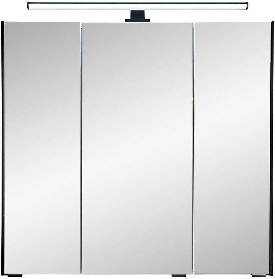 Saphir Badkamerserie Quickset 395 3-delig keramieken wastafel met led-spiegelkast Halfhoge kast inclusief deurdemper 5 deuren 3 laden badkameraccessoire-set (5-delig) - Foto 2