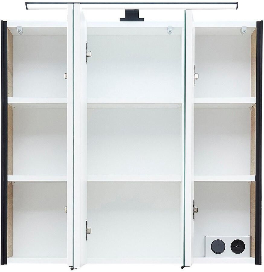 Saphir Badkamerserie Quickset 395 3-delig keramieken wastafel met led-spiegelkast Halfhoge kast inclusief deurdemper 5 deuren 3 laden badkameraccessoire-set (5-delig) - Foto 3