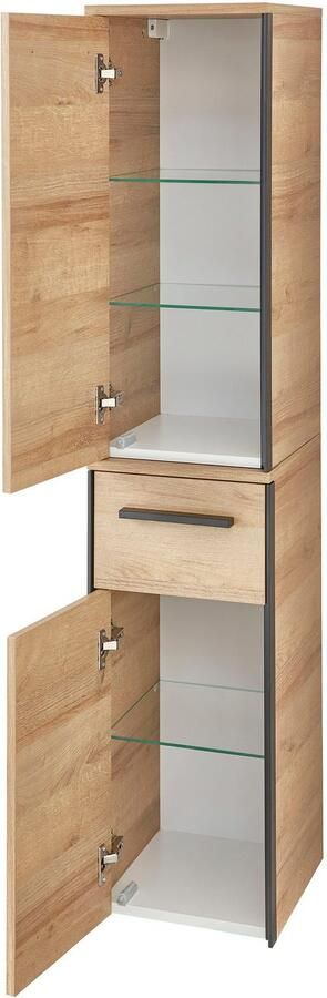 Saphir Badkamerserie Quickset 395 3-delig wastafelonderkast met led-spiegelkast Middel kast incl. deurdemper 6 deuren 1 lade badkamer set (4-delig) - Foto 17