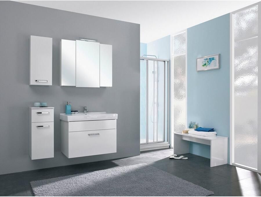 Saphir Badkamerserie Quickset 4-delig keramieken wastafelonderkast met led-spiegelkast (5-delig) - Foto 5
