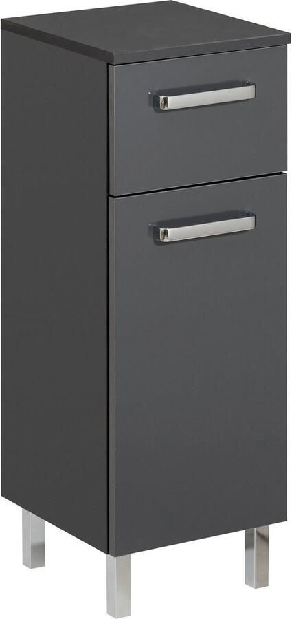 Saphir Badkamerserie Quickset 4-delig wastafelonderkast met led-spiegelkast Onderkast hangkast incl. deurdempers grepen chroom glans (4-delig) - Foto 6