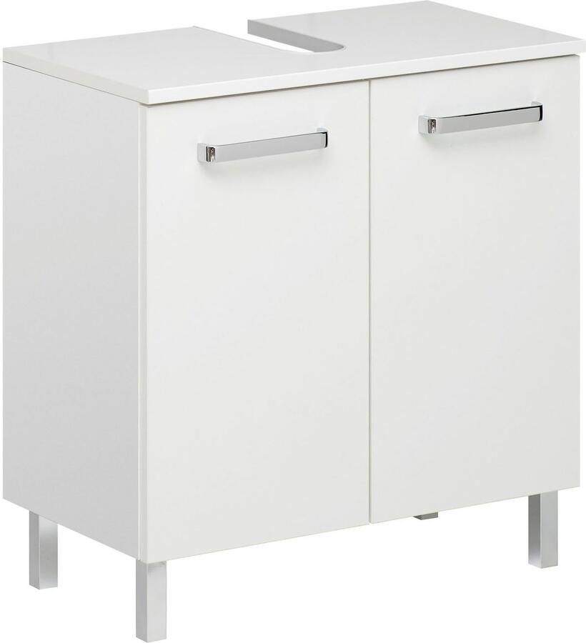 Saphir Badkamerserie Quickset 4-delig wastafelonderkast met led-spiegelkast Onderkast hangkast incl. deurdempers grepen chroom glans (4-delig)