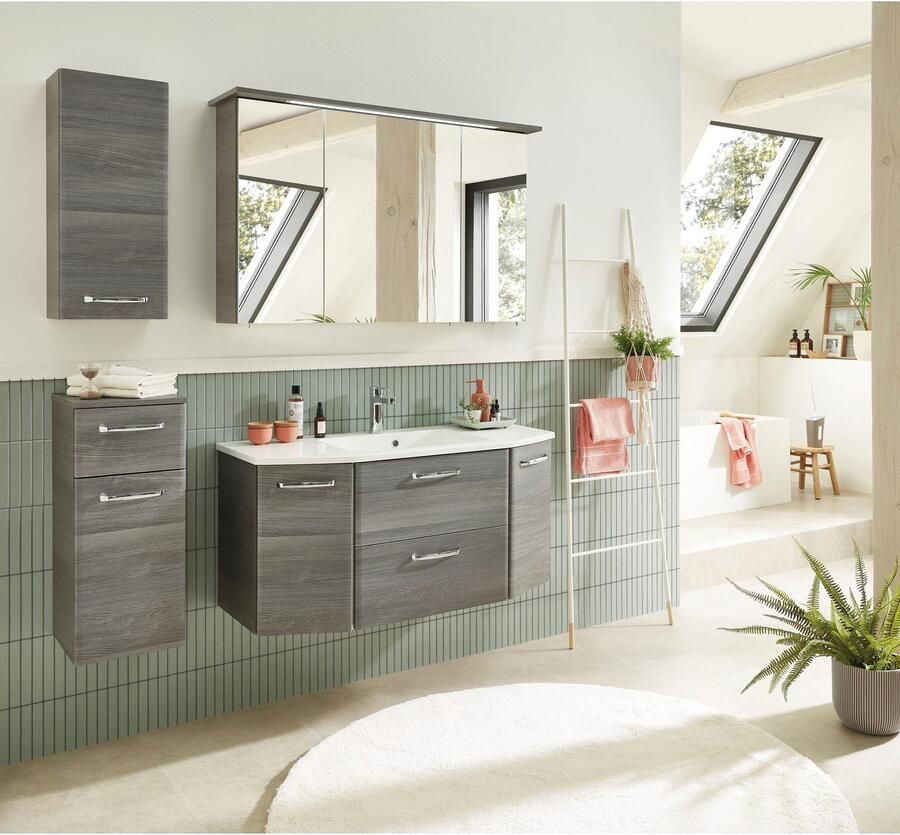 Saphir Onderkast Quickset badkamerkast met 1 deur 1 lade 1 glazen legplank 30 cm breed badkamerkast inclusief deurdemper grepen in glanzend chroom - Foto 4
