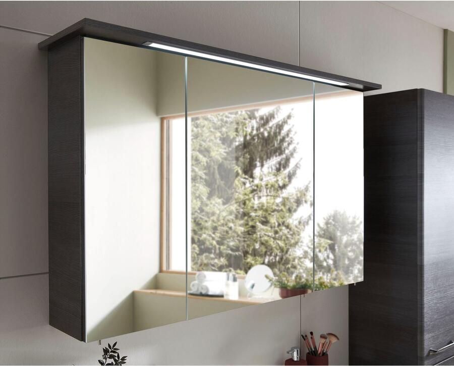 Saphir Spiegelkast Quickset 328 Badkamerspiegelkast incl. LED-verlichting 620LM 115 cm breed grafiet structuur in de breedte imitatie inclusief deurdemper - Foto 7