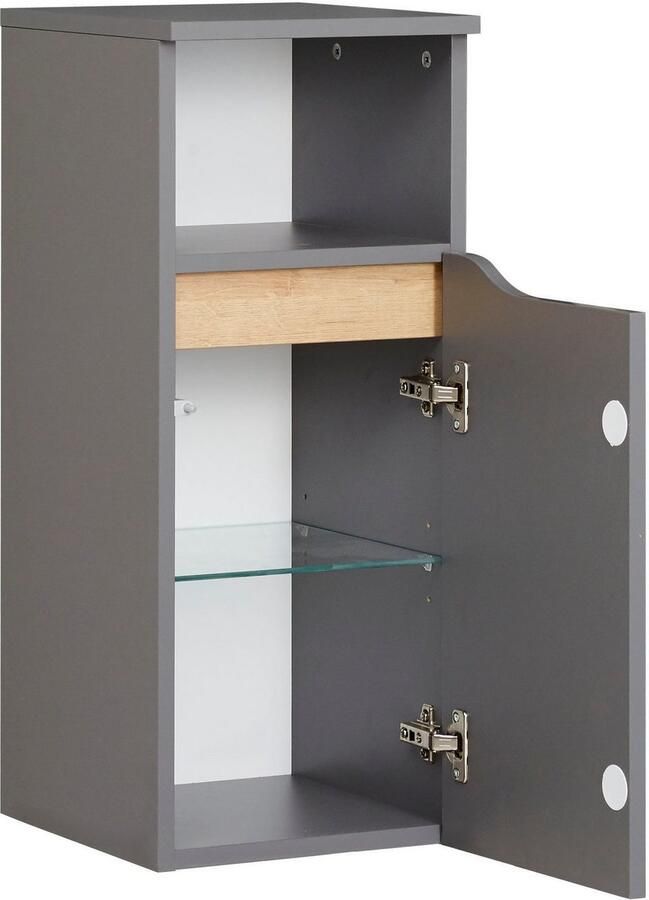 Saphir Badkamerserie Quickset 5-delig keramische opzetwastafel en LED-spiegelkast Halfhoge kast onderkast hangend kastje inclusief deurdemper 7 deuren (7-delig) - Foto 10