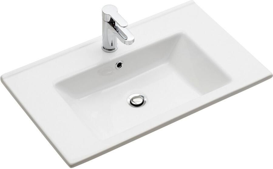 Saphir Badkamerserie Quickset 3-delig keramieken wastafelonderkast met led-spiegel met halfhoge kast inclusief deurdemper 2 deuren 1 nis 2 laden (5-delig) - Foto 7