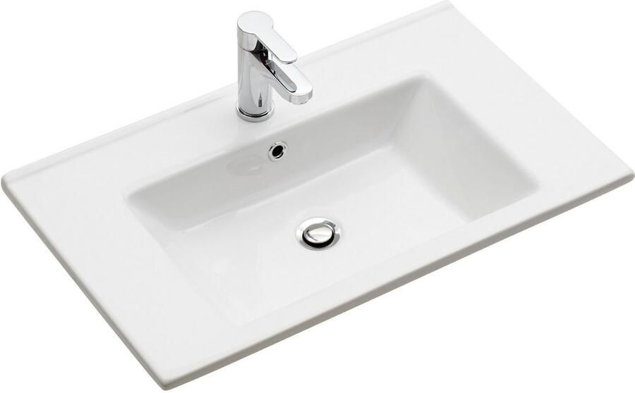 Saphir Badkamerserie Quickset 5-delig keramische wastafel en LED-spiegelkast Halfhoge kast onderkast hangend kastje inclusief deurdemper 7 deuren (7-delig) - Foto 16