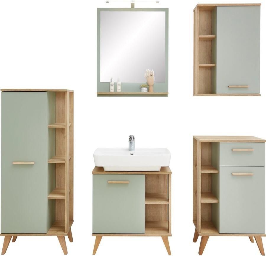 Saphir Badkamerserie Quickset 5-delig wastafelonderkast met led-spiegel Onderkast hangkast midikast incl. deurdemper 4 deuren (5-delig) - Foto 2