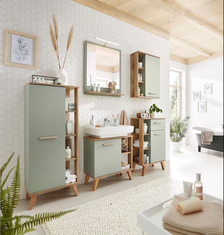 Saphir Badkamerserie Quickset 5-delig wastafelonderkast met led-spiegel Onderkast hangkast midikast incl. deurdemper 4 deuren (5-delig) - Foto 2