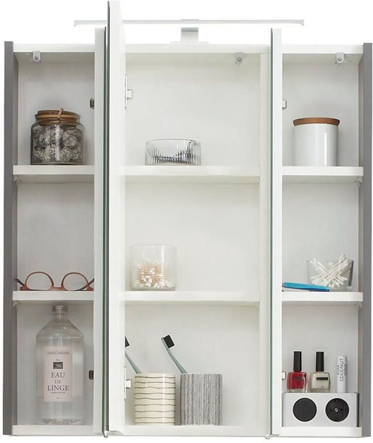 Saphir Badkamerserie Quickset 5-delig wastafelonderkast met led-spiegelkast Halfhoge kast onderkast hangkast incl. deurdemper 9 deuren (6-delig) - Foto 6