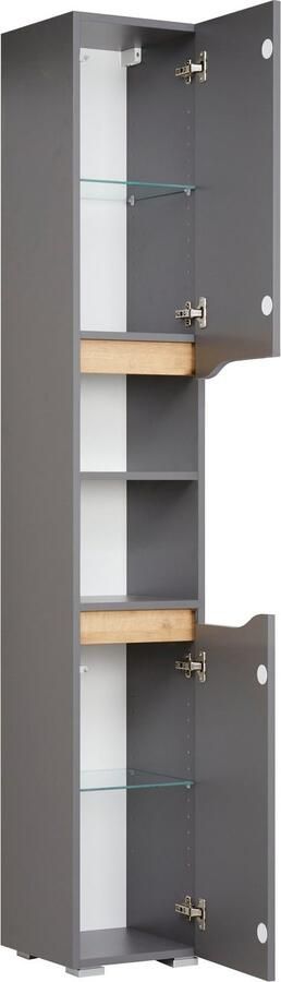 Saphir Badkamerserie Quickset 5-delig wastafelonderkast met led-spiegelkast Hoge kast onderkast hangend kastje inclusief deurdemper 9 deuren (5-delig) - Foto 14