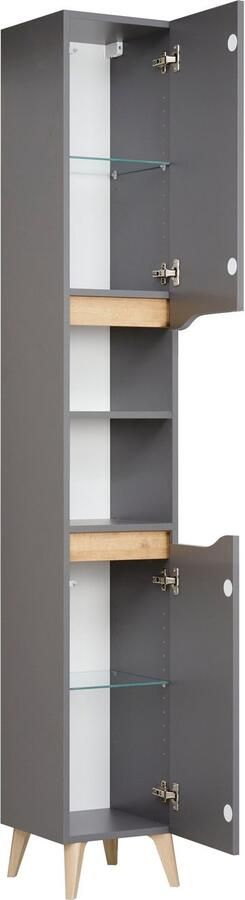 Saphir Badkamerserie Quickset 5-delig wastafelonderkast met led-spiegelkast Hoge kast onderkast hangend kastje inclusief deurdemper 9 deuren (5-delig) - Foto 18