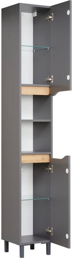 Saphir Badkamerserie Quickset 5-delig wastafelonderkast met led-spiegelkast Hoge kast onderkast hangend kastje inclusief deurdemper 9 deuren (5-delig) - Foto 18