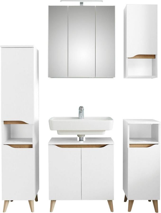 Saphir Badkamerserie Quickset 5-delig wastafelonderkast met led-spiegelkast Onderkast hangkast middelgrote kast incl. deurdemper 9 deuren (11-delig) - Foto 5