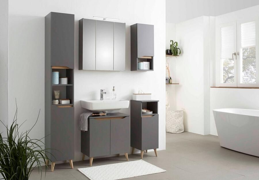 Saphir Wastafelonderkast Quickset onderkast 60 cm breed 2 deuren Wastafelonderkast met sifonuitsparing zonder wasbak greeploos - Foto 7