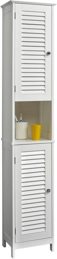 Saphir Badkamerserie Quickset 928 3-delig wastafelonderkast met led-spiegel Hoge kast 4 deuren nis 3 planken glanzend wit badkameraccessoire-set (4-delig) - Foto 9