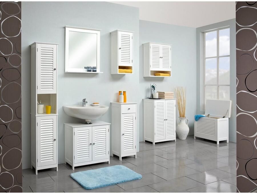 Saphir Badkamerserie Quickset 928 2-delig wastafelonderkast met spiegel Wastafel 60 cm breed 2 deuren landhuisstijl knopgrepen wit glans (2-delig) - Foto 4