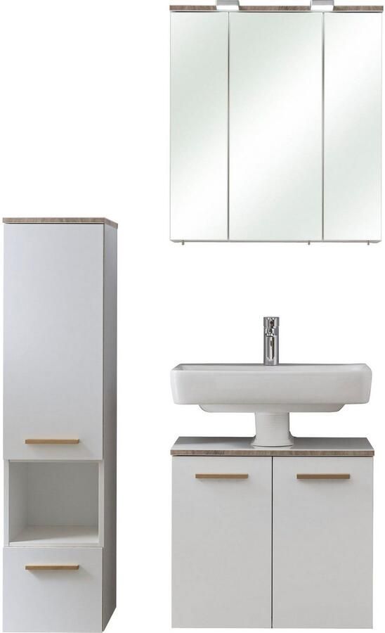 Saphir Badkamerserie Quickset 931 3-delig wastafelonderkast met LED-spiegelkast zonder wastafel met midikast incl. deurdempers 6 deuren 1 niche (set 3-delig) - Foto 3