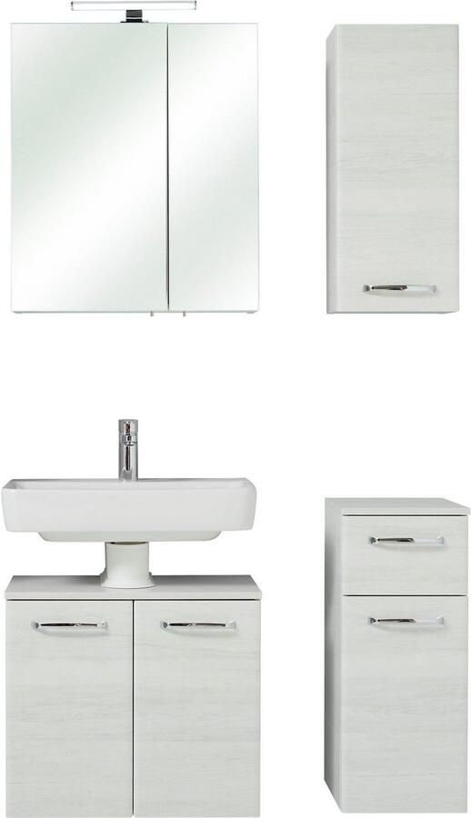 Saphir Badkamerserie Quickset 936 4-delig wastafelonderkast met LED-spiegelkast zonder wastafel incl. deurdemper 6 deuren handgrepen chroom glans (set 4-delig) - Foto 2