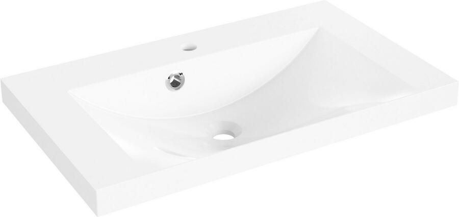 Saphir Badkamerserie Quickset 945 mineraalmarmeren wastafel met onderkast 74 cm breed Wastafelmeubel 2 deuren 1 lade inclusief deurdemper wastafelonderkast set (1 stuk) - Foto 8