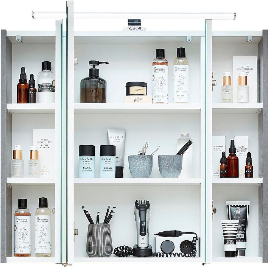 Saphir Badkamerserie Quickset 945 2-delig mineraalmarmeren wastafel en LED-spiegelkast (2-delig) - Foto 2