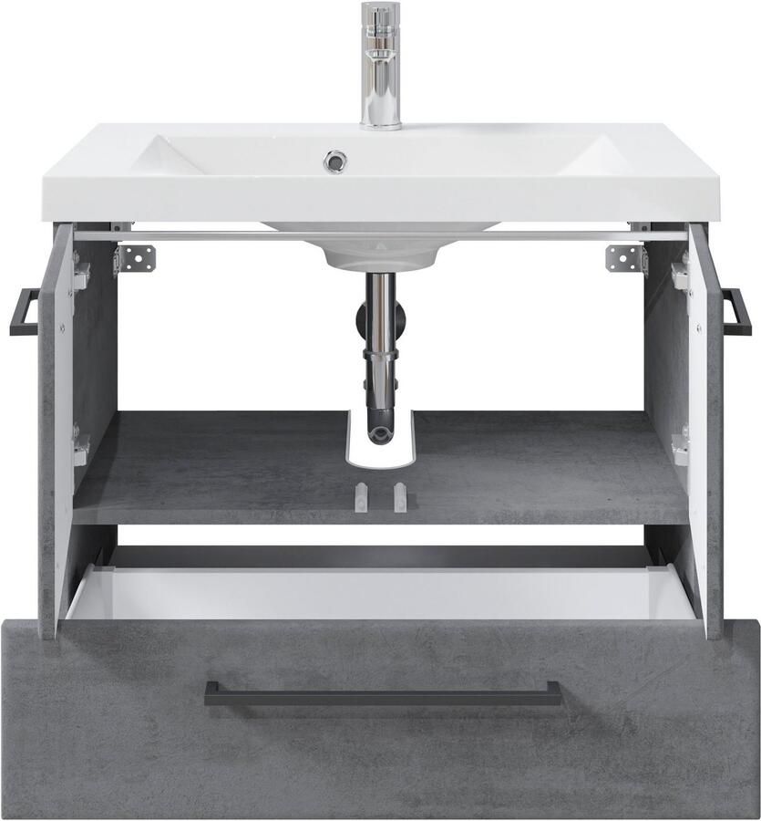 Saphir Badkamerserie Quickset 945 3-delig mineraalmarmeren wastafel met led-spiegelkast (4-delig) - Foto 6