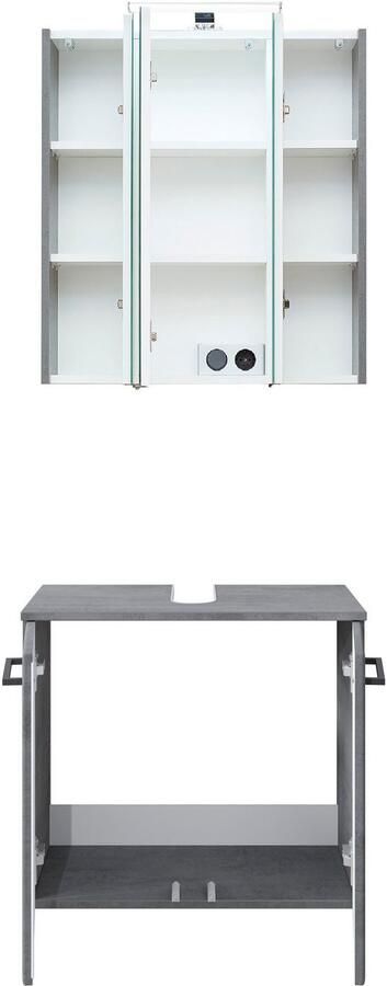 Saphir Badkamerserie Quickset 945 2-delig wastafelonderkast met led-spiegelkast Wastafel 65 cm breed 5 deuren 6 legplanken incl. deurdemper (2-delig) - Foto 16