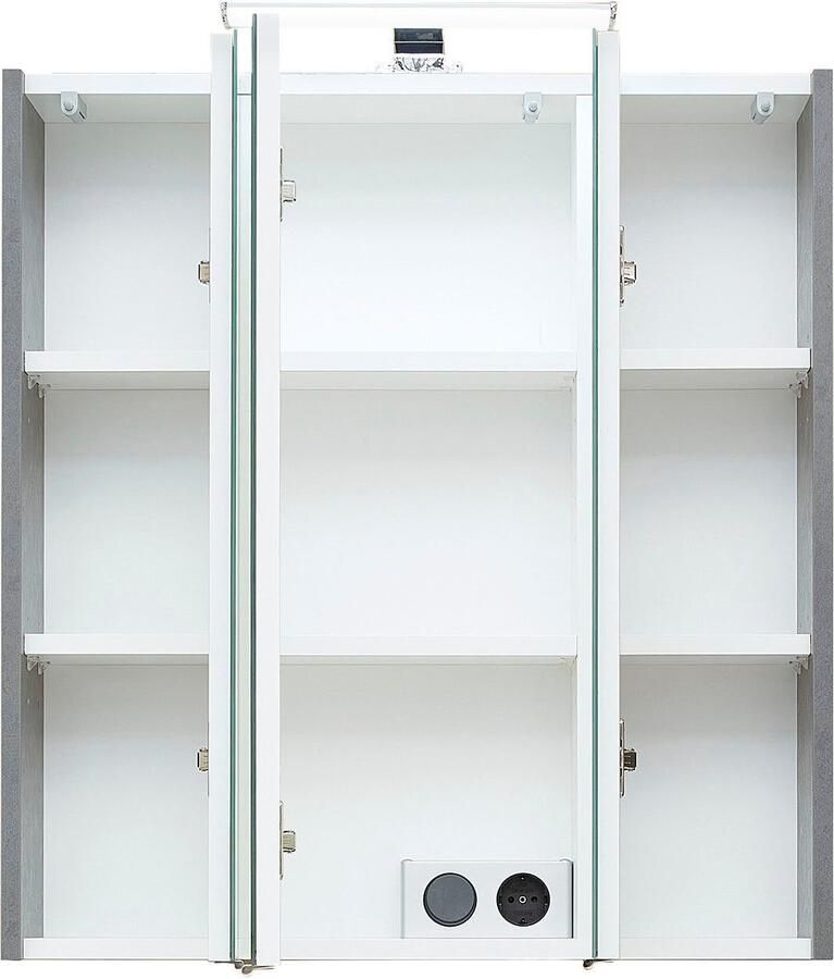 Saphir Badkamerserie Quickset 945 2-delig wastafelonderkast met led-spiegelkast Wastafel 65 cm breed 5 deuren 6 legplanken incl. deurdemper (2-delig) - Foto 7