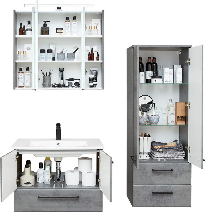 Saphir Badkamerserie Quickset 945 3-delig keramieken wastafelonderkast met led-spiegelkast (4-delig) - Foto 5