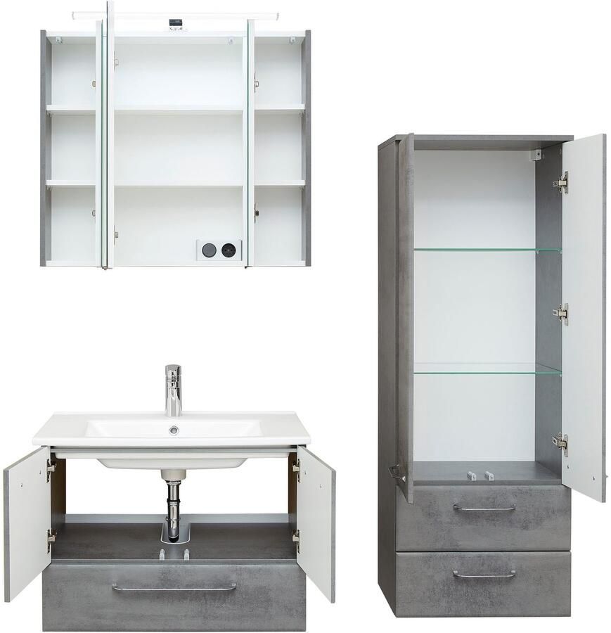 Saphir Badkamerserie Quickset 945 3-delig keramieken wastafelonderkast met led-spiegelkast (4-delig) - Foto 5