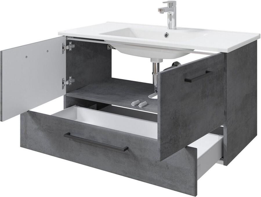 Saphir Badkamerserie Quickset 945 3-delig keramieken wastafelonderkast met led-spiegelkast (4-delig) - Foto 6