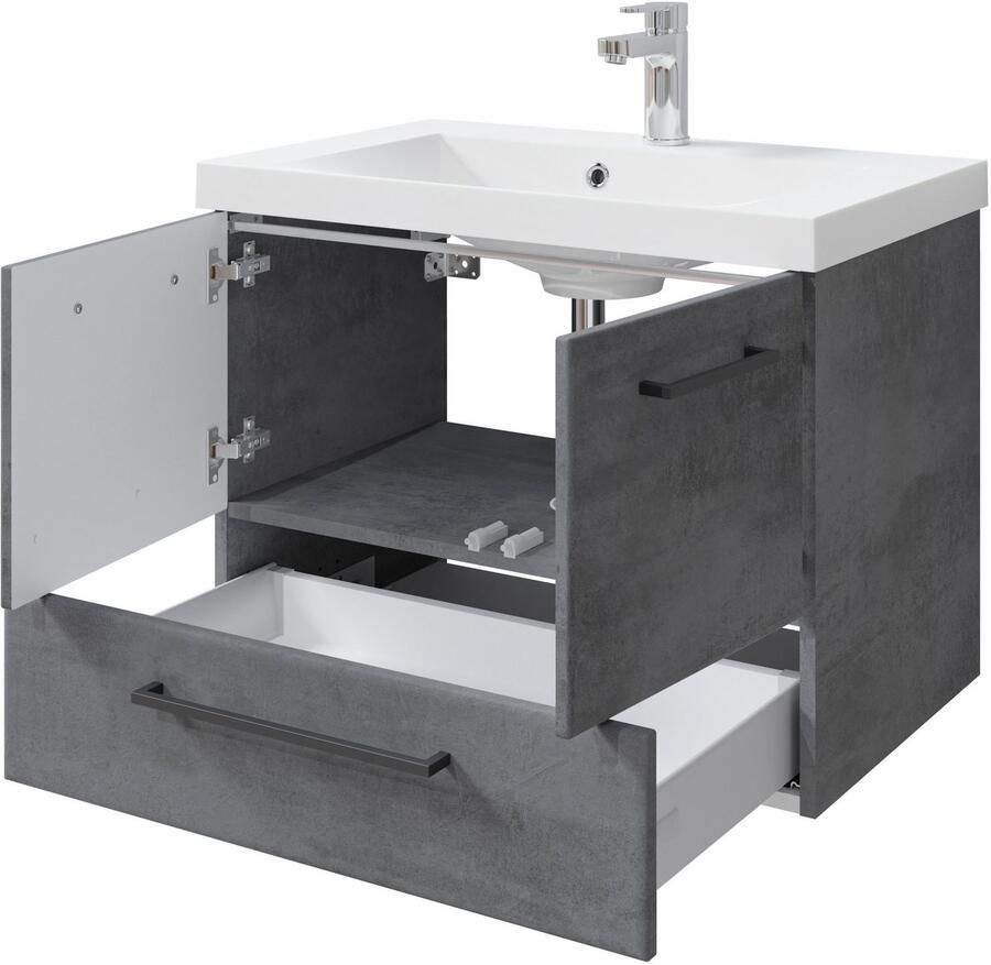 Saphir Badkamerserie Quickset 945 3-delig mineraalmarmeren wastafel met led-spiegelkast (4-delig) - Foto 2