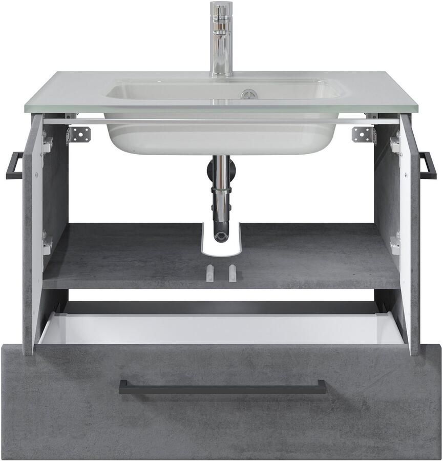 Saphir Badkamerserie Quickset 945 glazen wastafelonderkast met onderkast 74 cm breed wastafelmeubel (1 stuk) - Foto 2