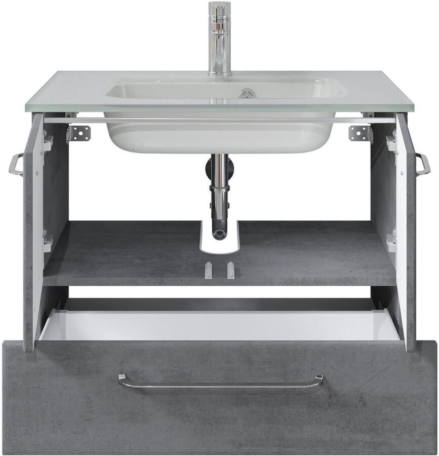 Saphir Badkamerserie Quickset 945 glazen wastafelonderkast met onderkast 74 cm breed wastafelmeubel (1 stuk) - Foto 2