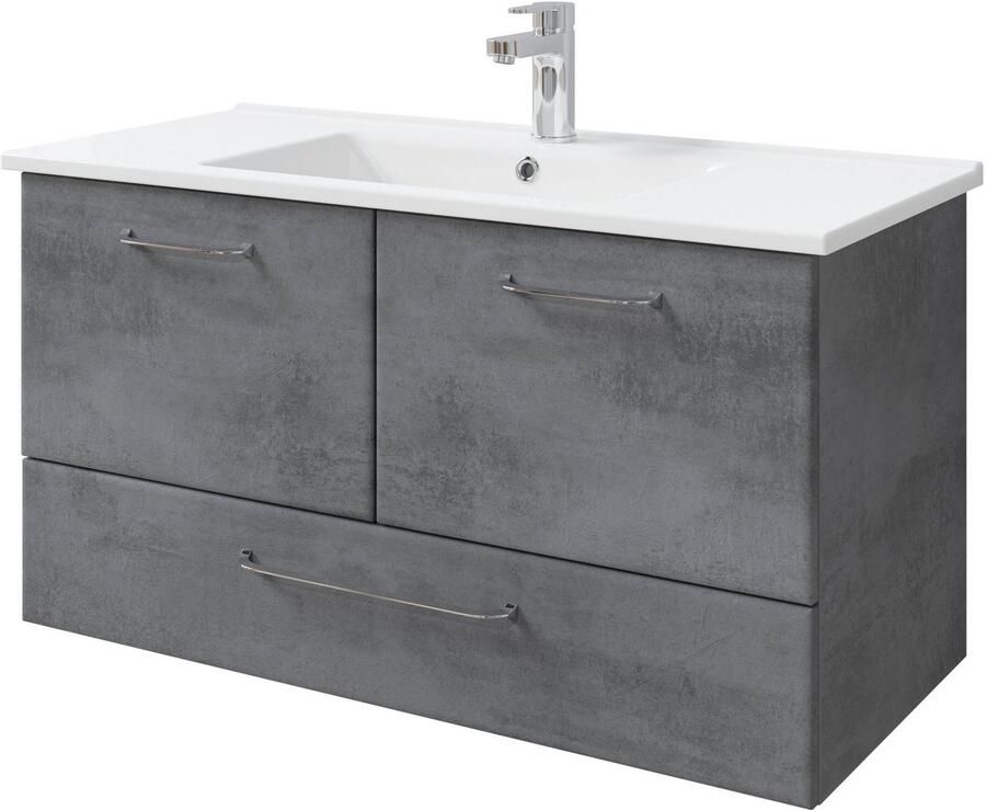 Saphir Badkamerserie Quickset 945 keramieken wastafelonderkast met onderkast 100 cm breed (1 stuk)