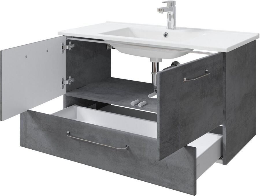 Saphir Badkamerserie Quickset 945 keramieken wastafelonderkast met onderkast 100 cm breed (1 stuk) - Foto 2