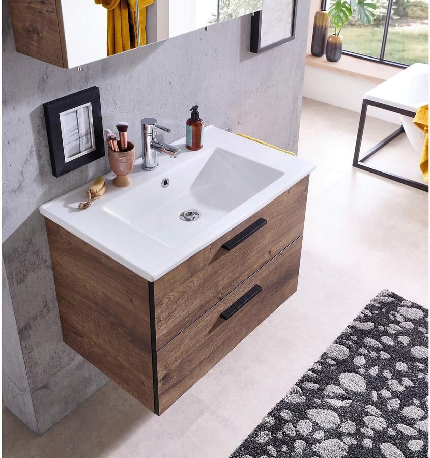 Saphir Badkamerserie Quickset keramische wastafel met onderkast 75 cm breed (1 stuk) - Foto 4